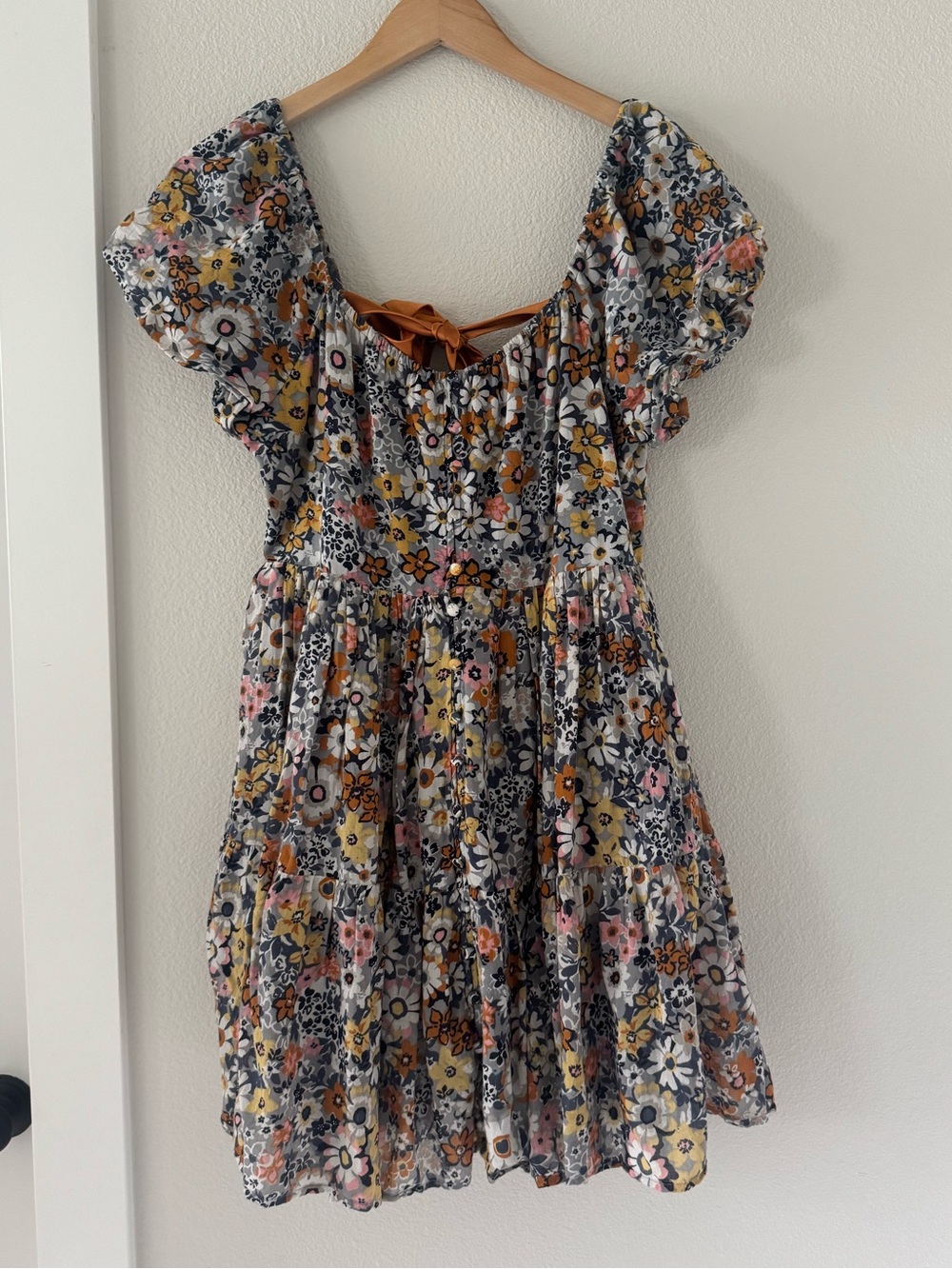 🌸 AE Babydoll Puff Sleeve Cottagecore Floral Mini Dress XL